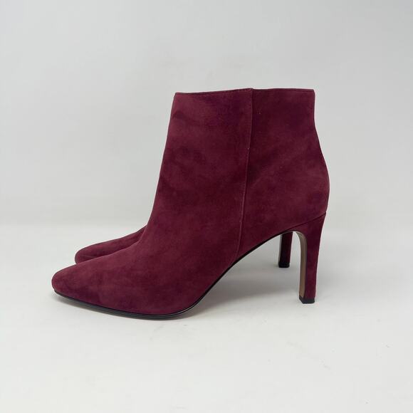 Banana‎ Republic Ankle Boot Womens 9 Burgundy Suede Leather 3” Heel Pointed Toe - Picture 4 of 9